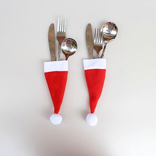 Weımay 10 Adet Noel Noel baba şapkaları Gümüş Tutucular Sofra Tutucular Noel Baba Sofra Takımı Tutucu Noel Çorap Süslemeleri