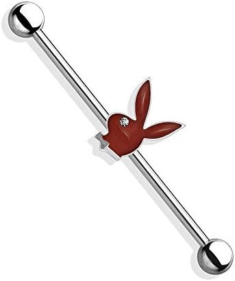 Dynamique 14GA Playboy Bunny Epoksi ile Temizle Gem Göz 316L Cerrahi Çelik Endüstriyel Halter