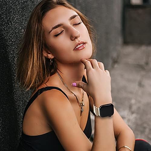 Bıfeıyo paslanmaz çelik şerit ile Kılıf Apple saat kordonları ile Uyumlu 42mm için Kadın Erkek, ayarlanabilir Manyetik Milanese