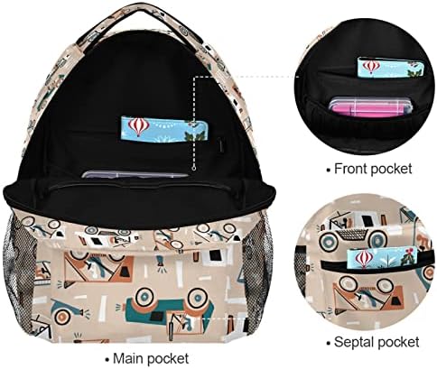 Sırt çantaları araba yarışı Doodle Retro okul rahat seyahat Sırt Çantası bebek bezi çantası 14 inç Laptop çantası