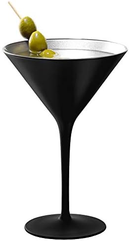 Stolzle Lausitz Olympia Siyah ve Gümüş Alman Yapımı Kristal Martini Bardağı, 6'lı Set
