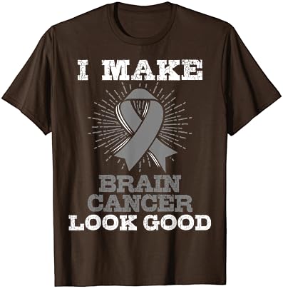 Beyin Kanserini İyi Gösteriyorum T-Shirt Gri Kurdele