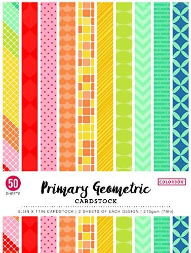 Colorbok Karnaval Tasarımcı Kart Stoğu Kağıt Pedi, 8.5 x 11, Birincil Geometrik