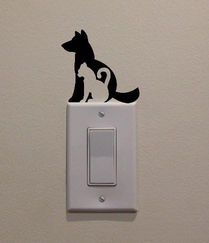 YINGKAI Kedi ve Köpek ışık anahtarı Çıkartması Vinil Duvar çıkartması Sticker Sanat Oturma Odası Oyma Duvar çıkartması Sticker