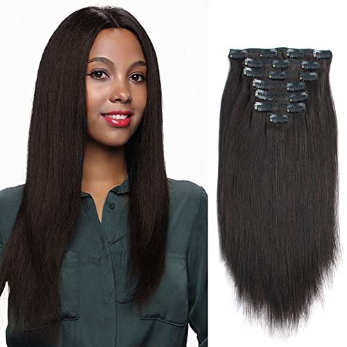 ABH AmazingBeauty Saç Gerçek Remy Yaky siyah insan saçı postiş Afrika Amerikan Rahat Saç 7 Adet 120 Gram Set Başına, 20 İnç