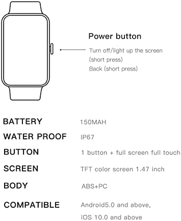 hhscute Akıllı Watche, 1.47 Tam Ekran akıllı saatler Erkekler için akıllı saat Android Telefonlar için Hafif Tasarım spor saat