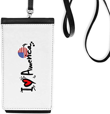 Amerika dünya bayrağı kalp telefon cüzdan çanta asılı cep kılıfı siyah cep seviyorum