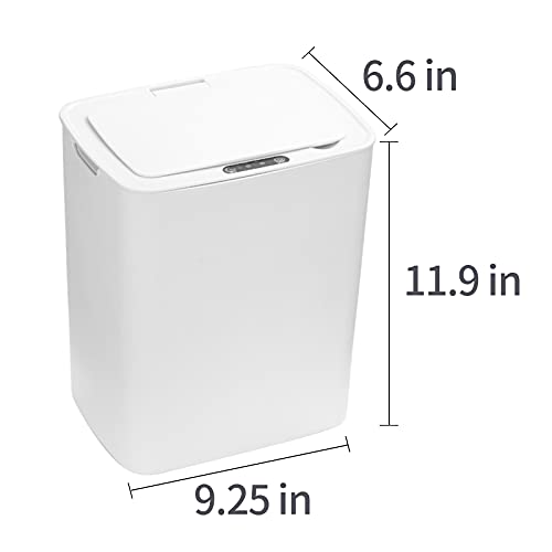 Otomatik Çöp Tenekesi 12 Litre / 3.17 Galon Dikdörtgen Banyo Çöp Tenekesi Mutfak,Oturma Odası ve Ofis için Kapaklı (Beyaz)
