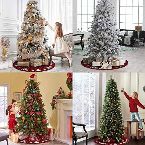 ANWİNG Noel Ağacı Etek 48 İnç Çuval Ağacı Etek ile Siyah ve Kırmızı Buffalo Ekose Tatil Ağacı Süsler Ev ofis dekorasyonu için