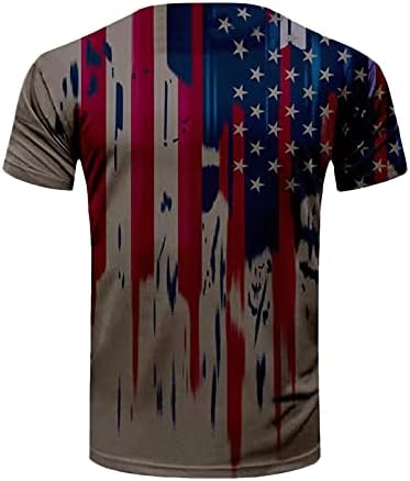 4th Temmuz Erkekler Bağımsızlık Günü 3D Amerikan Bayrağı Baskı Yurtsever Kısa Kollu Tee Gömlek ıçin Tops Rahat Fit