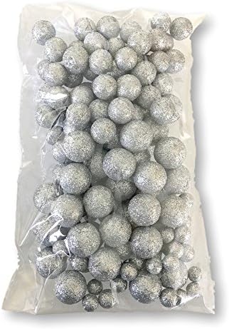 BANBERRY, Gümüş Parıltılı Köpük Topları Tasarlar-Işıltılı Vazo Dolgu Dekoratif Toplarının 5 Torba Seti-Masa Dağılım Süslemeleri-Gümüş