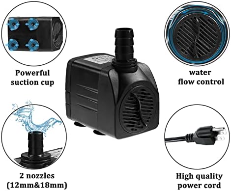 Homvik 400GPH Dalgıç Su Pompası 1500L / H 25 W Ultra Sessiz Su Pompası Akvaryumlar için Gölet Fishbowl Çeşme 2 Memeleri ile AC220-240V