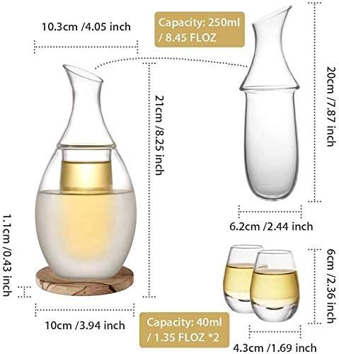 Viski Sürahi Sake Seti Gözlük, 8.5 Ons Sake Sürahi Bardak ile 4 Saki Fincan Seti için sıcak Veya Soğuk Japon Şarap ile Taş Coaster