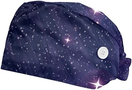 LifePavilion Galaxy Bulutsuları Uzay Düğmeleri ıle 2 Adet Çalışma Kap Ayarlanabilir şapka ıçi Bantı Kravat Geri Bouffant Şapkalar