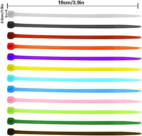 Naylon Zip Bağları (TOPLU PAKET 1400) Çeşitli Renkte 4 İnç Kablo Bağları-Kendinden Kilitlemeli 25lb Mukavemetli Kravat Sargıları