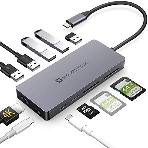 NOV8Tech USB C Hub, 11 in 1 USB Multiport Adaptörü için M1 MacBook Pro Hava, Windows Dizüstü ve Diğer Tip C Cihazlar, 4 K HDMI,