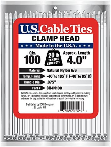 ABD Kablo Bağları CH4B100 4 İnç Kelepçe Kafa Bağları, UV Siyahı, 100'lü Paket
