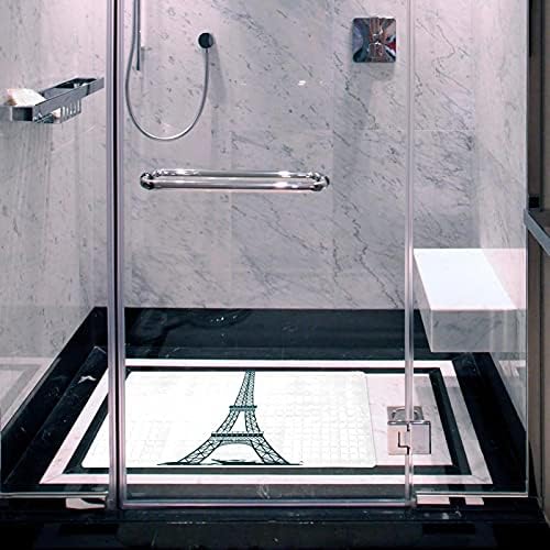 Eyfel Kulesi Banyo Duş Mat Küvet Çocuk Mat (14.7x26. 9 inç) Vantuz ve Drenaj Delikleri ile Banyo Duşlar için, Küvet