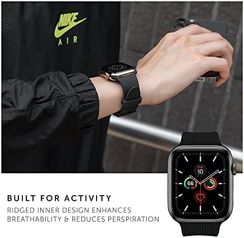 Apple Watch 42/44/45mm için Native Union Curve Kayış-Suya Dayanıklı Şık Dokulu Silikon Kayış-Gömülü Paslanmaz Çelik Donanım -