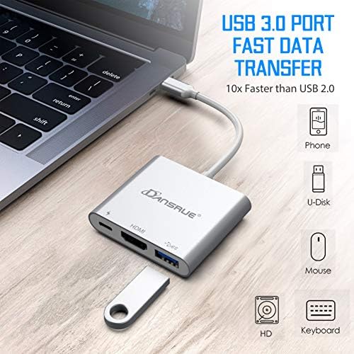 USB C HDMI Multiport Adaptörü USB 3.1 Gen 1 Thumderbolt 3 HDMI 4 K Video Dönüştürücü / USB 3.0 HUB Portu PD Hızlı Şarj Portu