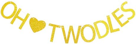 Oh Twodles ile Altın Kalp Banner için Erkek Bebek / Kız 2nd Doğum Günü Partisi Burcu Süslemeleri