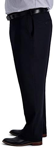 Haggar erkek B & T Demir Ücretsiz Premium Haki Klasik Fit Düz Ön Genişletilebilir Bel Pantolon