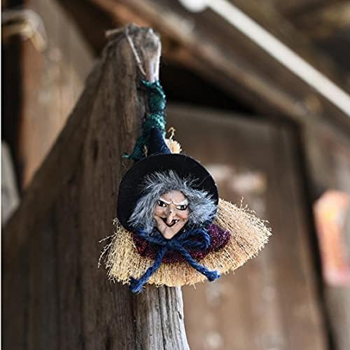 Froiny 1 adet Cadılar Bayramı Cadı Süpürge Kolye Kostüm Asılı Dekorasyon Saman Süpürge Sihirbazı Parti Aksesuarları