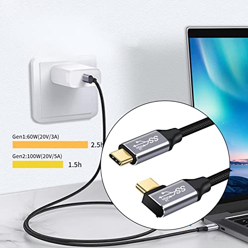 KESOTO USB-C USB-C Kablosu Gen2, 100 W 5A 20 V PD Hızlı Şarj, yüksek Hızlı Veri Senkronizasyonu, USB 3.1 Sağ Açı USB C Kablosu