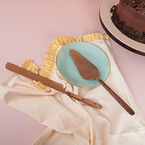 Folkültür Kek Bıçağı ve Sunucu Seti, Düğün için Paslanmaz Çelik Kek Kesme Seti, Pasta veya Patry Servis Seti, Büyük 2 parçalı