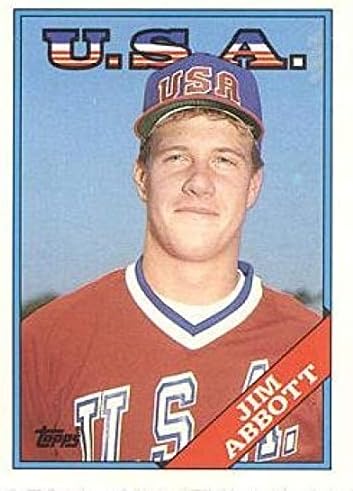 1988 Topps İşlem Gören Serisi 1 T Jim Abbott RC Çaylak ABD Olimpiyat Takımı Resmi MLB Beyzbol Kartı