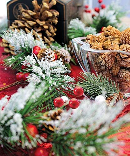 Noel Çelenk Kış Kırmızı Çilek Tatil Dekorasyon Çam Kozalakları, Yaprak Dökmeyen Çam iğnesi-Aydınlatılmamış Berry Garlands Noel