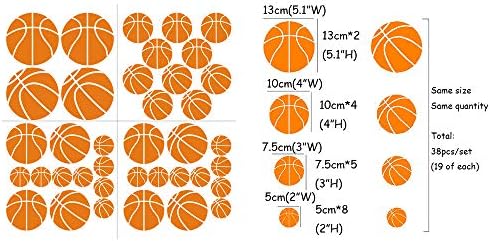 JUEKUİ 38 adet Set Basketbol Sticker Duvar Çıkartmaları Çocuk Odaları Yatak Odası Basketballer Hayranları için Ev Dekor 5 inç