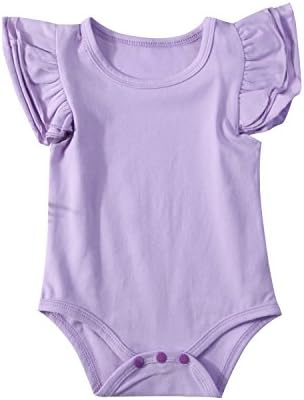 Bebek Bebek Kız Temel Fırfır Kısa Kollu Pamuk Romper Bodysuit Tops Giysileri (Siyah, 9-18 Ay)