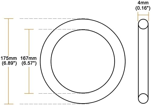 EuısdanAA Nitril Kauçuk O-Ringler 175mm OD 167mm ID 4mm Genişlik, Metrik Buna-N Sızdırmazlık Contası, 1'li paket (Cuntas tóricas