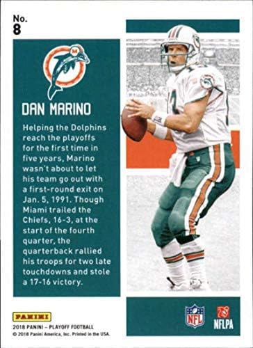 2018 Playoff NFL Playoff Kahramanları 8 Dan Marino Miami Dolphins Resmi Panini Futbol Ticaret Kartı