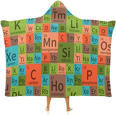 Kimyasal Periyodik Tablo Kapüşonlu Pelerin Battaniye Şal Sıcak Giyilebilir Pelerin Battaniye Yetişkin ve Çocuklar için