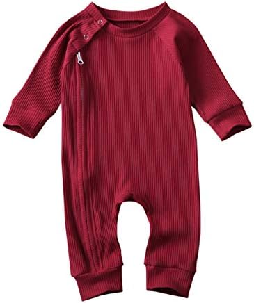 HYLcryMDD Bebek Bebek Kız Erkek Nervürlü Romper Tek Parça Bodysuit Tulum Uzun Kollu Güz Giyim Kıyafetler