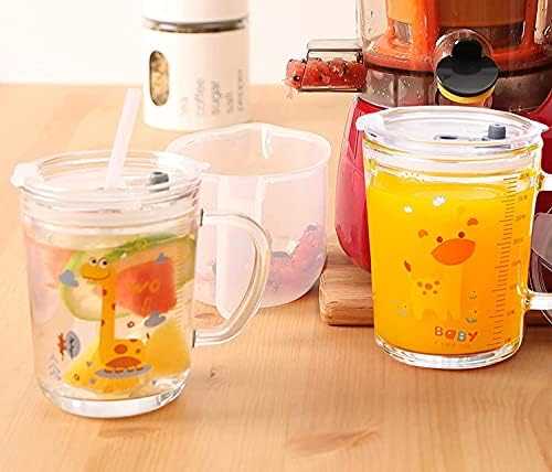 Silikon Saman Kapaklı ve Saplı Taıuloo Cam Bardak-Çocuklar ve Yetişkinler için BPA İçermeyen Cam Kupalar, Su, Süt, Meyve Suyu(Kaktüs)için