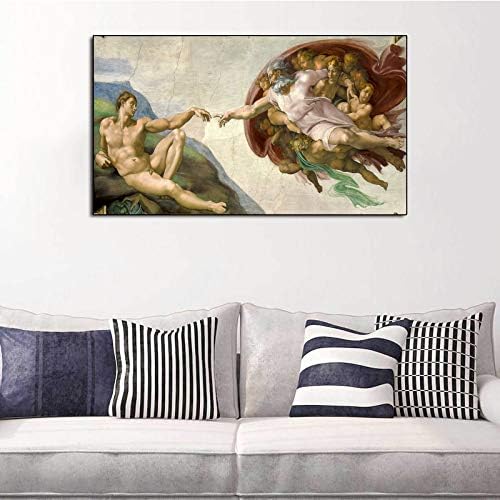 Sistine Şapeli Tavan Fresk Michelangelo Poster Oluşturma Adam Tuval Üzerine Boyama Yatak Odası Duvar Sanatı Dekorasyon Resimleri