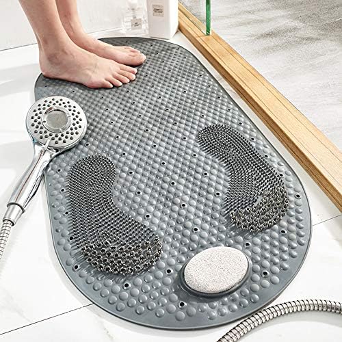 40 × 80 cm Duş Matı, Ayak Masajlı Küvet Matı Ponza Taşı ve Güçlü Vantuz / Tahliye Delikleri, Yumuşak Banyo Paspası, Makinede