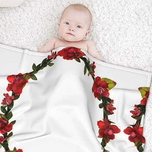 Kafa bandı Çiçek Baskı Bebek Battaniyeleri, Bebek Kundak Battaniyesi, Peluş Polyester Kumaş, 30 X 40 İnç