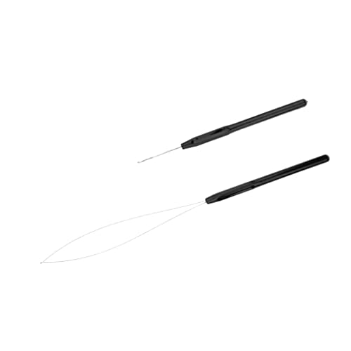 Saç veya Tüy Uzatma,saç uzatma Döngü İğne Geçirici Tel Çekme Kancası Aracı Silikon Microlink Boncuk ve Tüyler - Siyah