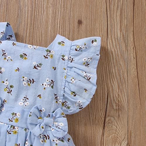 ZyHwShıne 0-24 M Bebek Bebek Kız Yaz Giysileri Fırfır Kollu Çiçek Baskı Ilmek Romper Elbise Sevimli Tek Parça Tulum