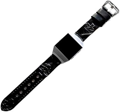 NİCKSTON Kabartmalı Maça Ası Hakiki Deri Band Fitbit İyonik Smartwatch Siyah Kayış Bilezik ile Uyumlu (5 . Gül Altın Renk Pürüzsüz