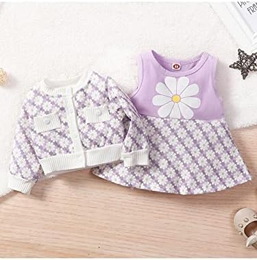 Bebek Yenidoğan Bebek Kız 2 Adet Güz Kış Kıyafet Çiçek Uzun Kollu Ceket Kaban Kolsuz Elbise Giysi Set