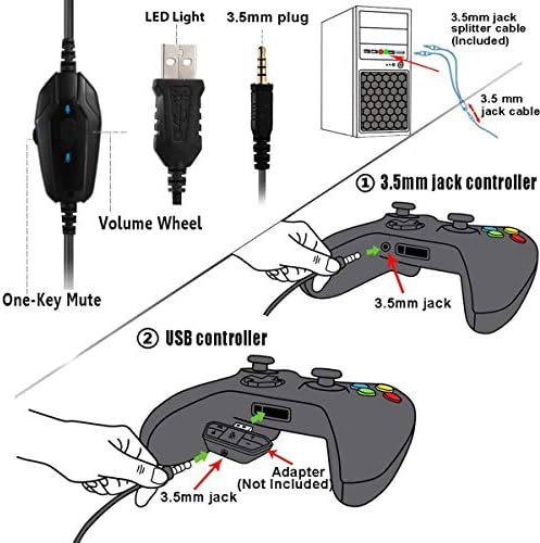 Oyun kulaklığı Kablolu Aşırı Kulak 3.5 mm Ses Stereo Ses PS4 Kulaklık Mac Dizüstü Oyunları için, 50mm Sürücü Gürültü-İzolasyon