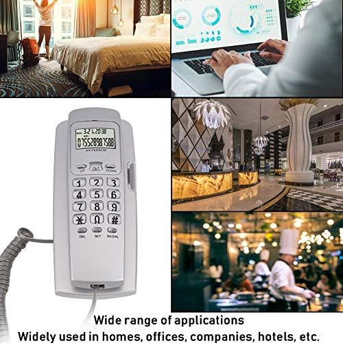 Duvara Monte Kablolu Telefon, DTMF / FSK Çift Sistemli Sabit Kablolu Telefon, Otel Ev Ofisi için LCD Arayan Kimliği Ekranlı (Beyaz)