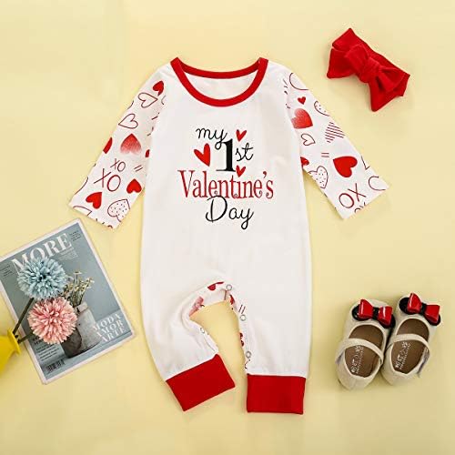 Yenidoğan Bebek Kız Sevgililer Kıyafetler Benim Ilk sevgililer Günü Romper Bodysuit Tulum Pijama Giysi Set 0-24 M