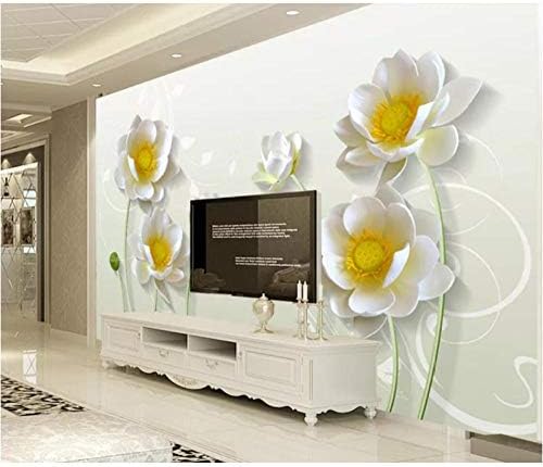 3D Stereo Kabartmalı Lotus Çiçek Duvar Kağıdı Duvar Duvar kağıt rulolar Sanat Duvar Dekor Fotoğraf Duvar Kağıtları Tuval Duvar