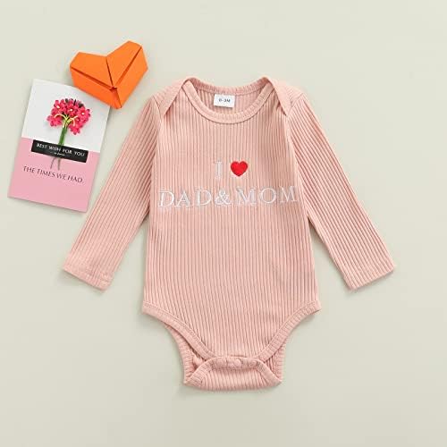 Bebek Bebek Kız Uzun Kollu Örme Bodysuit Mektup Baskılı Yapış Kapatma Yenidoğan Bebek Giysileri Sevimli Romper